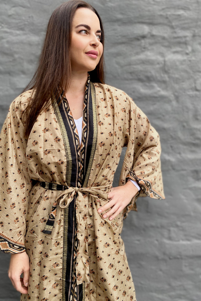 Upcycled cotton 2024 sari robe