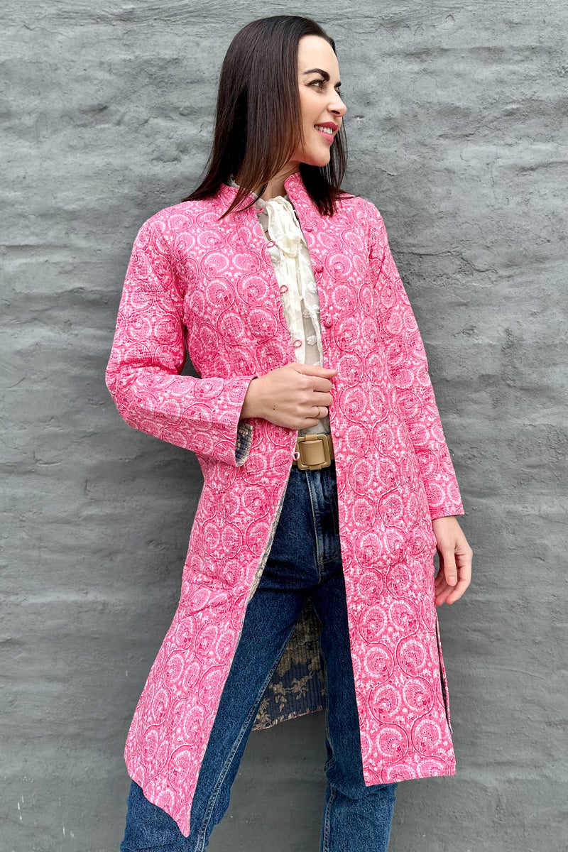 Quilted Cotton Coat In Perfect Pink