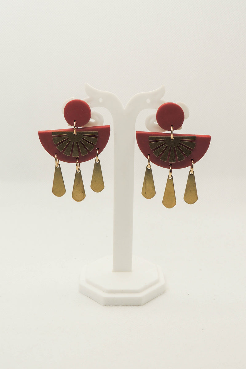 Clay & Brass Earrings In Rust Ophelia