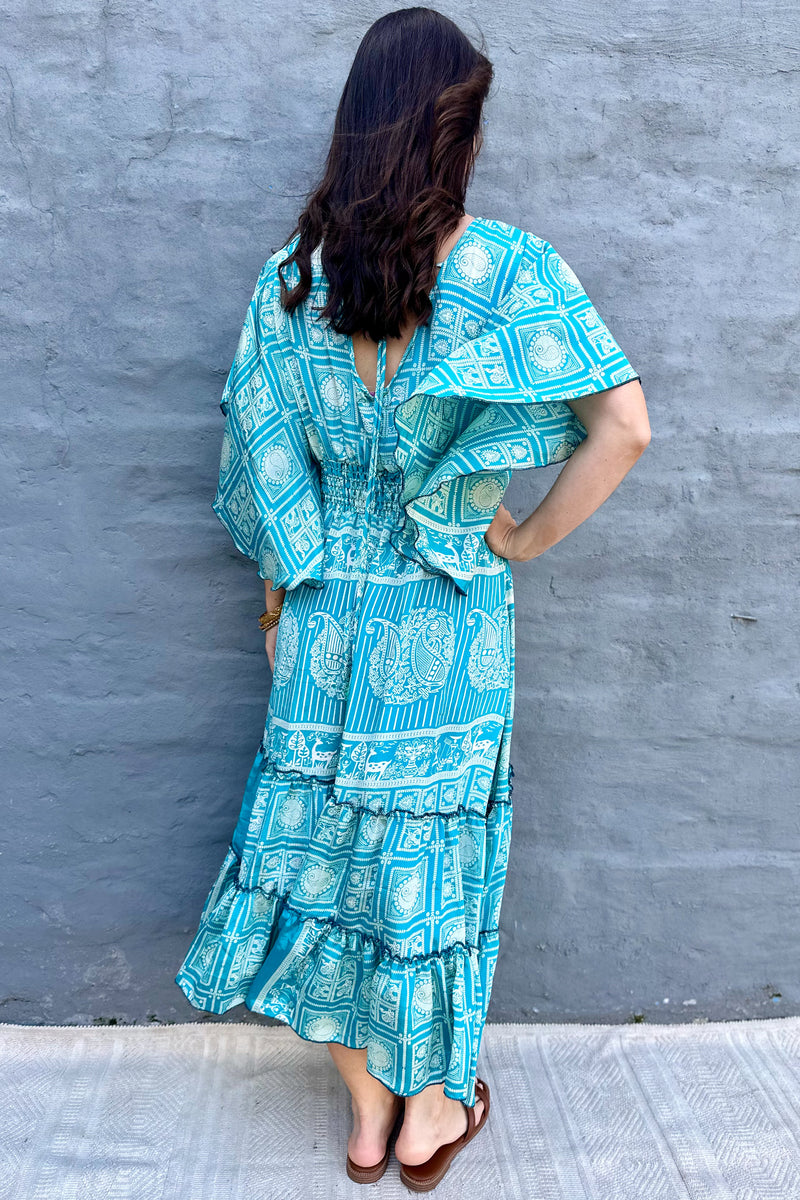 Aurora Dress In Teal Geometric