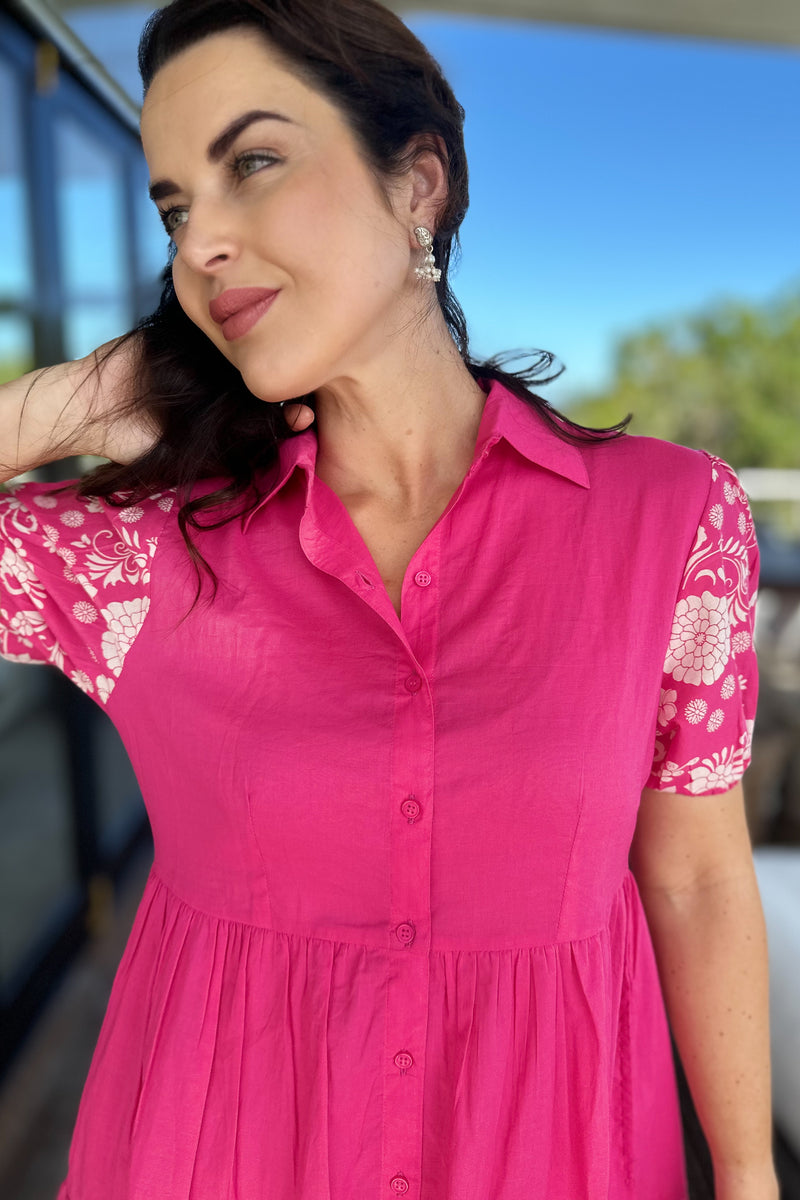 Priya Shirt Dress In Rose