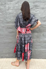 Aurora Dress In Black & Red Baroque