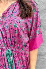 Cotton Kaftan In Rani Blossom