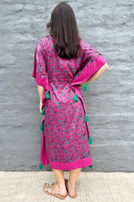 Cotton Kaftan In Rani Blossom