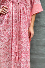 Cotton Kaftan In Blush Botanical