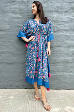 Cotton Kaftan In Midnight Rose