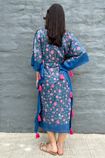 Cotton Kaftan In Midnight Rose