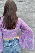 Upcycled Silk Sari Wrap Blouse In Lovely Lilac