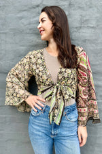 Upcycled Silk Sari Wrap Blouse In Golden Rose