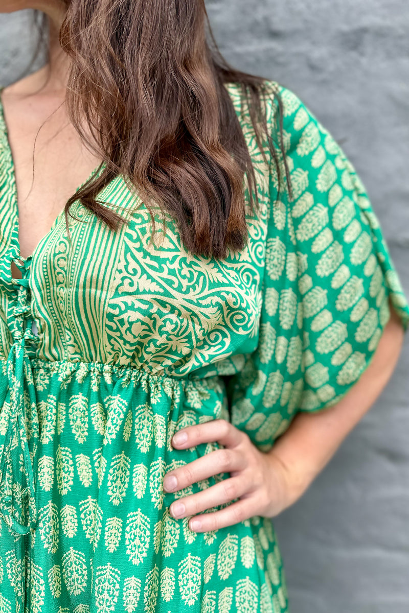 Aurora Dress In Leafy Green