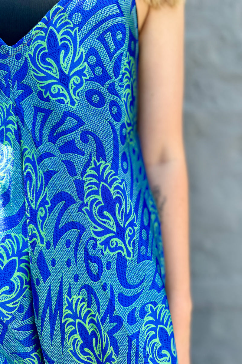 Jiya Jumpsuit In Sapphire Damask