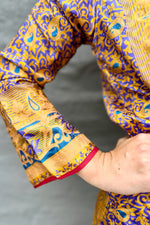 Upcycled Silk Sari Kimono In Golden Amethyst