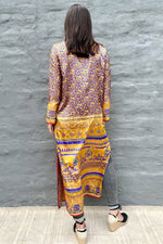 Upcycled Silk Sari Kimono In Golden Amethyst