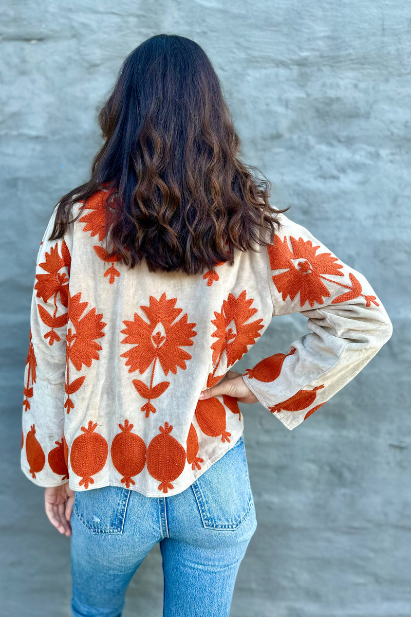 Poppy Velvet Jacket In Stone Sunset