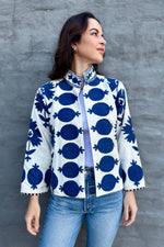 Poppy Velvet Jacket In Blue Ice