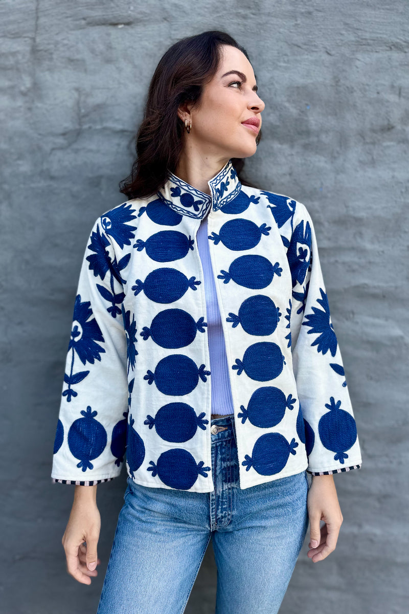 Poppy Velvet Jacket In Blue Ice