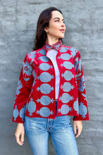 Poppy Velvet Jacket In Crimson Slate