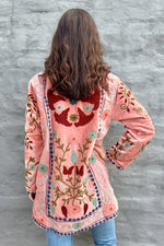 Velvet Mid-Length Jacket In Peach