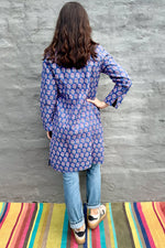 Quilted Cotton Coat In Blue Bouquet