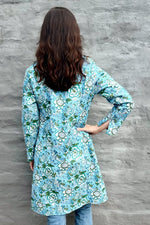 Quilted Cotton Coat In Sky Floral