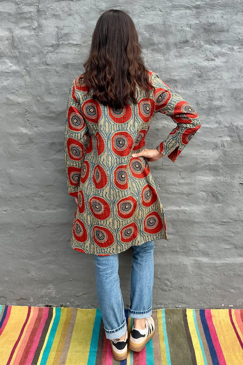 Quilted Cotton Coat In Rusty Urchin