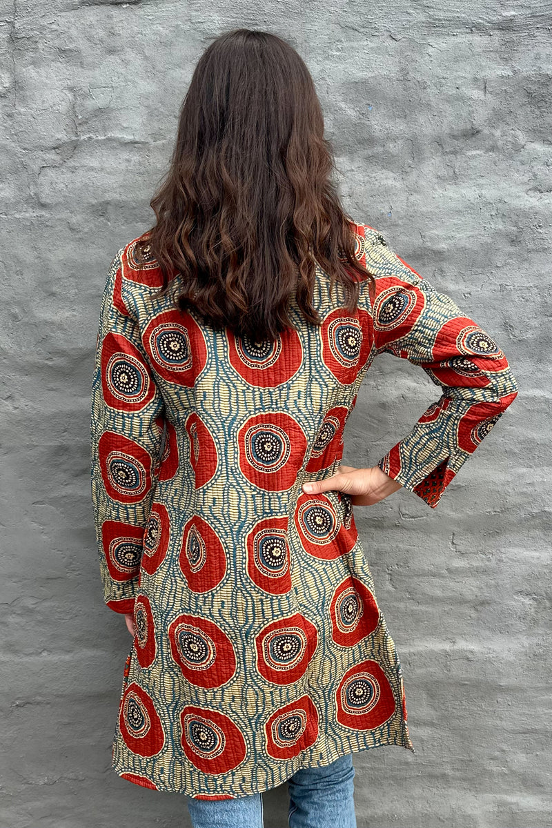 Quilted Cotton Coat In Rusty Urchin