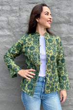 Quilted Cotton Jacket In Forest Garden