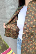 Quilted Cotton Jacket Fossil & Rust Floral