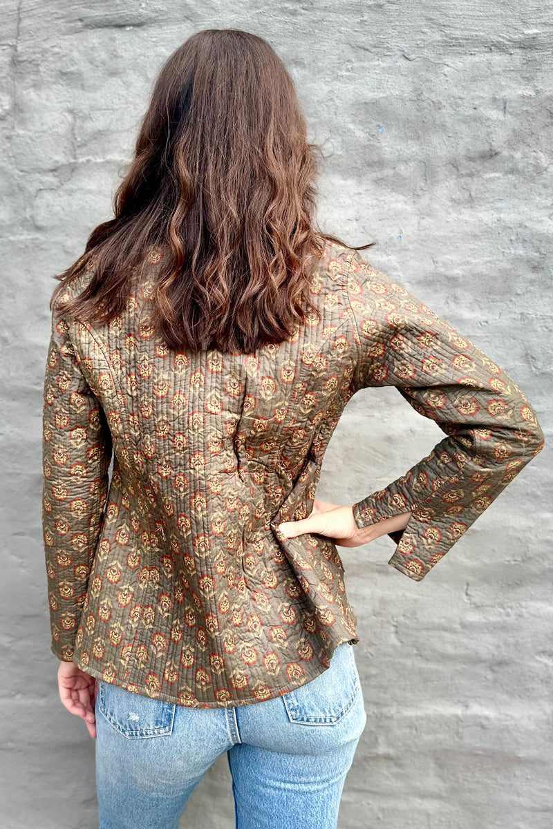 Quilted Cotton Jacket Fossil & Rust Floral