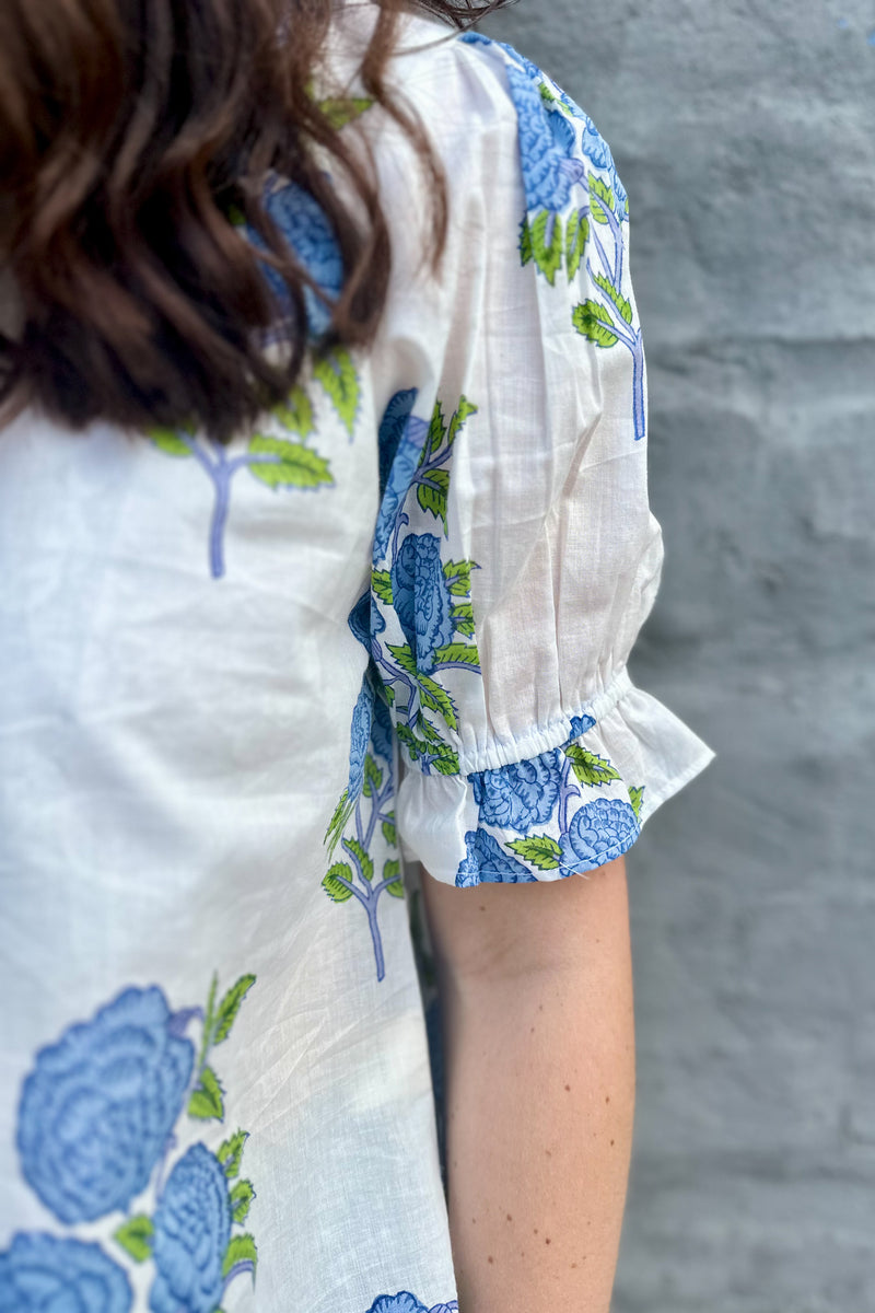 Sana Blouse In Blue Posy