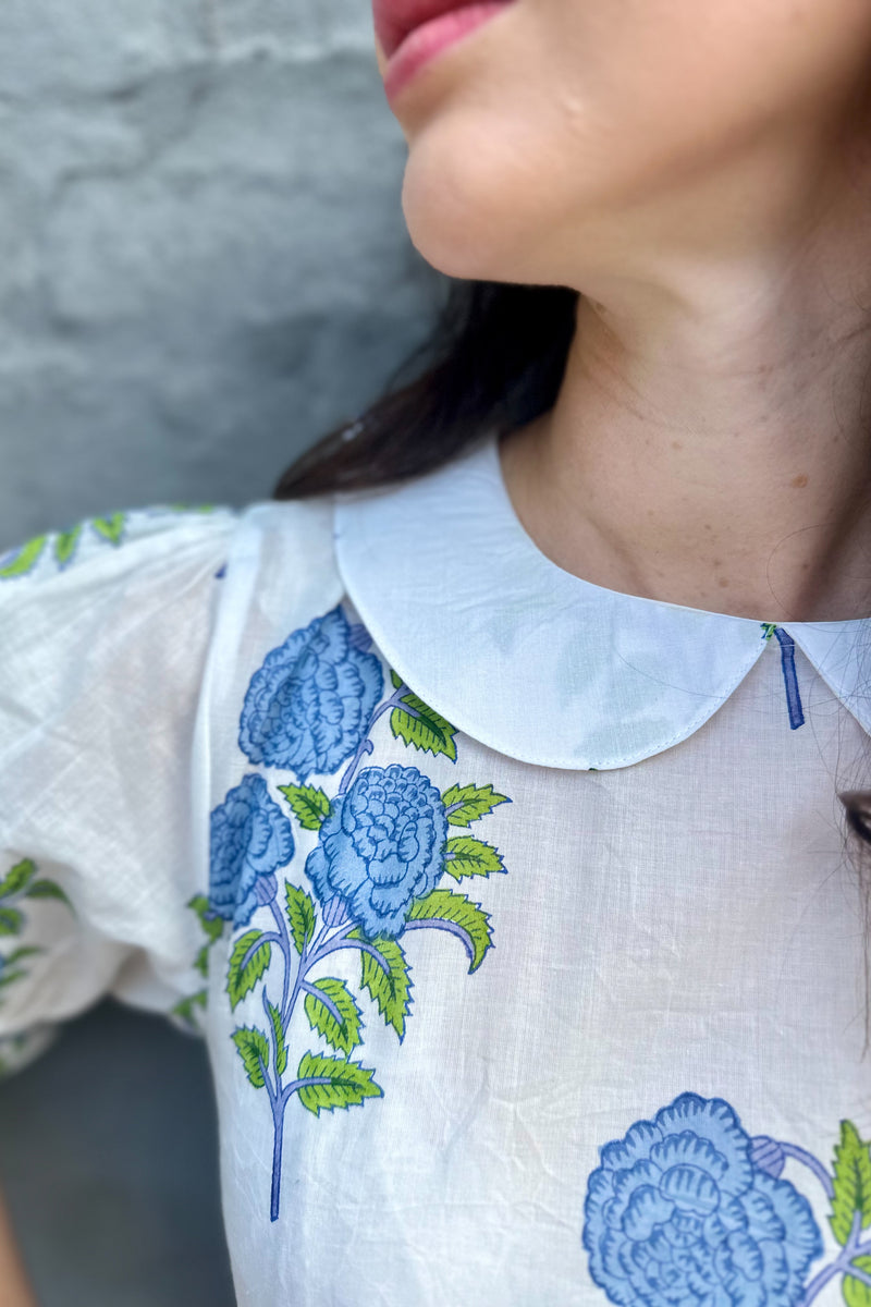 Sana Blouse In Blue Posy