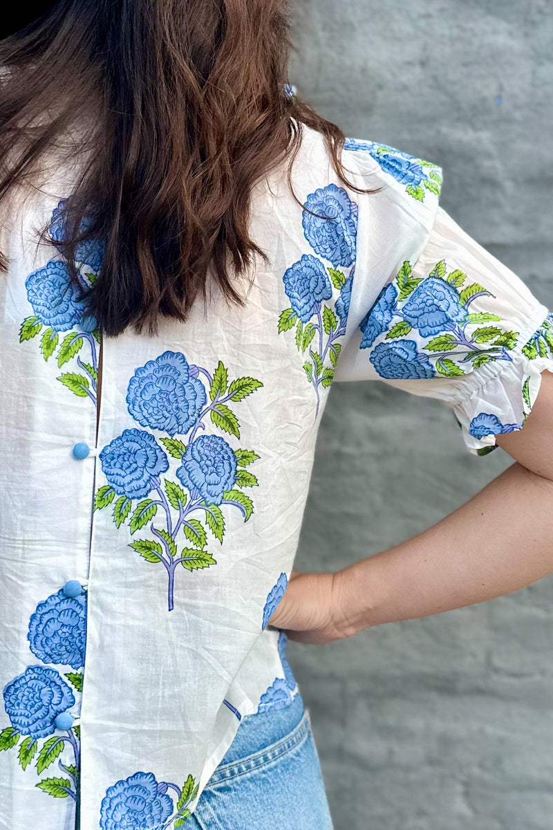 Sana Blouse In Blue Posy