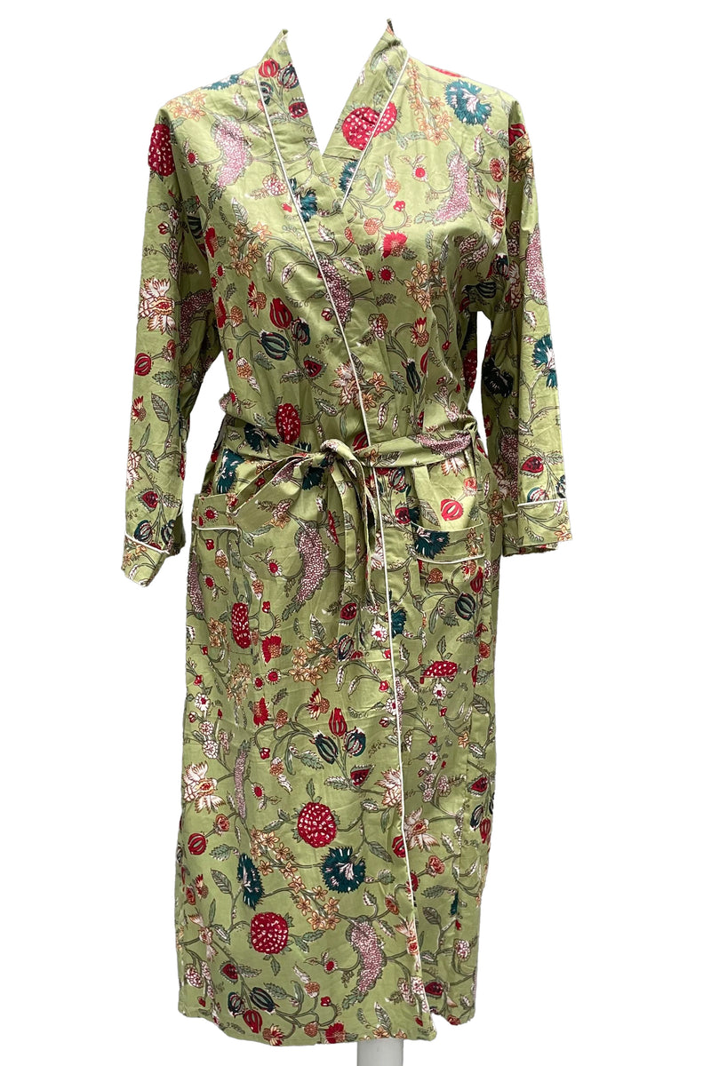 Cotton Kimono In Green Garden