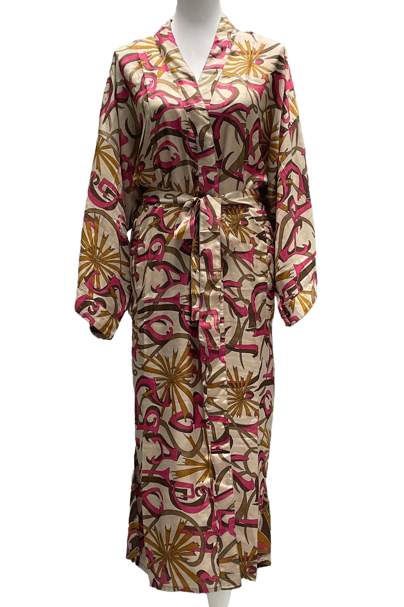 Upcycled Silk Sari Kimono In Golden Swirl