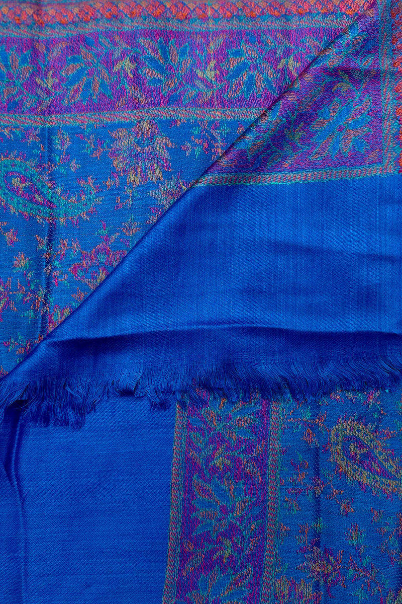 Cashmere & Bamboo Scarf In Cyan Paisley