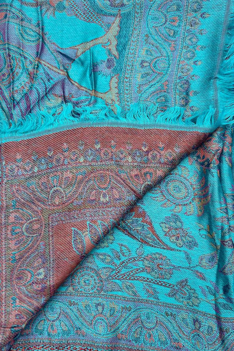 Cashmere & Bamboo Scarf In Rusty Turquoise