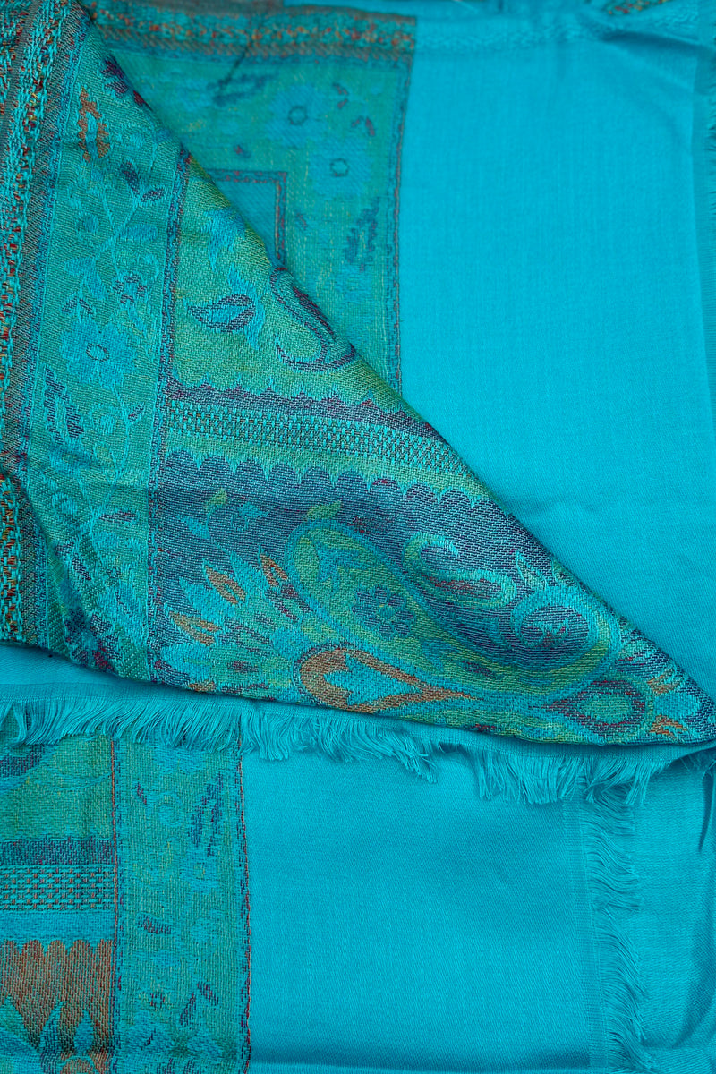 Cashmere & Bamboo Scarf In Turquoise Paisley