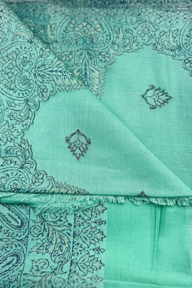 Cashmere & Bamboo Scarf In Turquoise Baroque