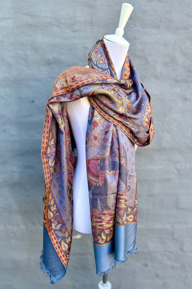 Cashmere & Bamboo Scarf In Sunset Steel