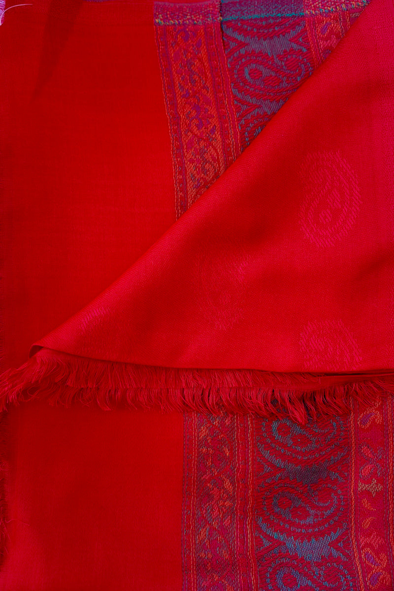 Cashmere & Bamboo Scarf In Scarlet Paisley