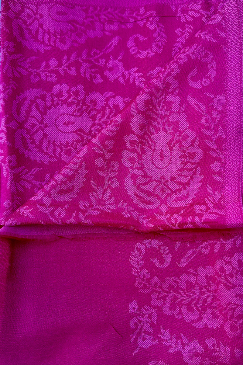 Cashmere & Bamboo Scarf In Fuchsia Damask