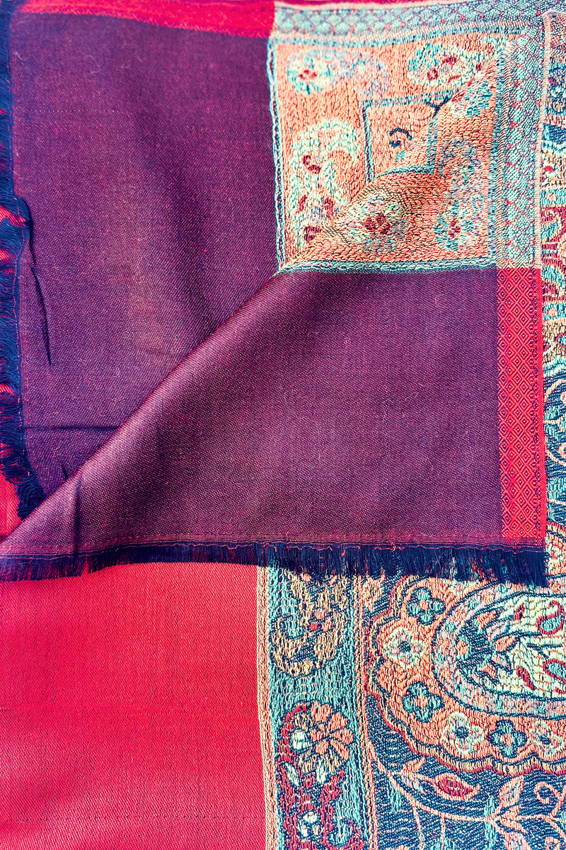 Cashmere & Bamboo Scarf In Red Paisley