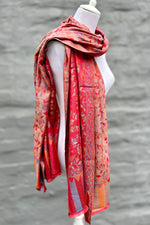 Cashmere & Bamboo Scarf In Scarlet Floral