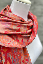 Cashmere & Bamboo Scarf In Scarlet Floral