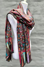 Cashmere & Bamboo Scarf In Midnight Floral