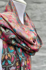Cashmere & Bamboo Scarf In Midnight Floral