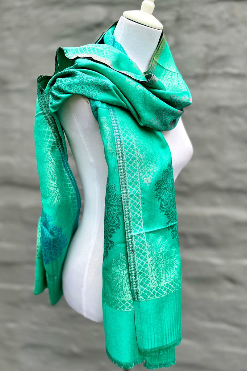 Cashmere & Bamboo Scarf In Sea Green