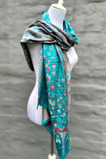 Cashmere &n Bamboo Scarf In Jade Floral