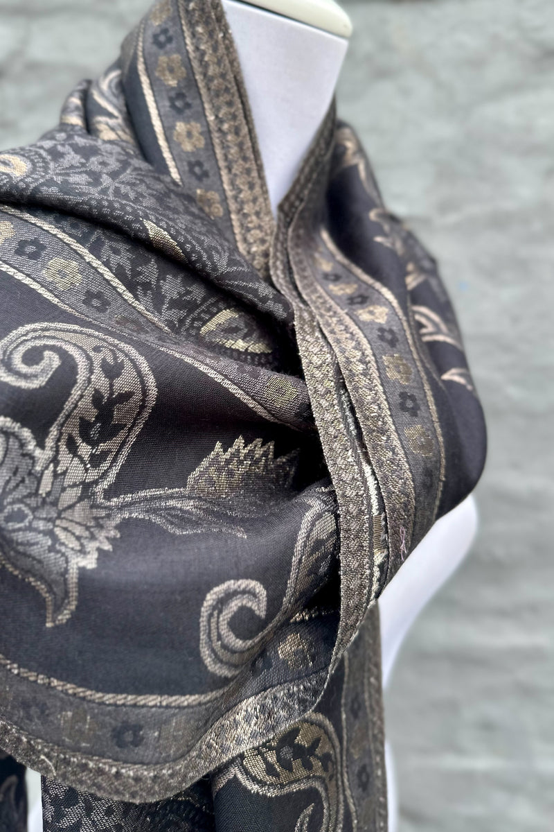 Cashmere & Bamboo Scarf In Metallic Onyx