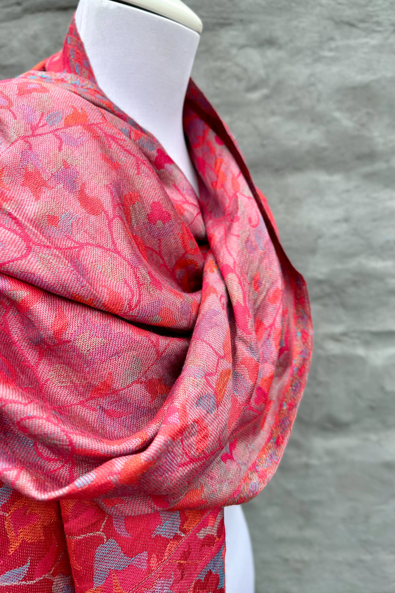 Cashmere & Bamboo Scarf In Poinciana Floral